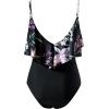 imageSUUKSESS Women Slimming Ruffle One Piece Swimsuits Ruched Tummy Control Bathing Suits1 Tropical Floral Black
