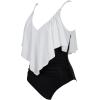 imageSUUKSESS Women Slimming Ruffle One Piece Swimsuits Ruched Tummy Control Bathing Suits1 White Black