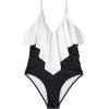 imageSUUKSESS Women Slimming Ruffle One Piece Swimsuits Ruched Tummy Control Bathing Suits1 White Black