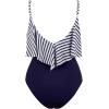 imageSUUKSESS Women Slimming Ruffle One Piece Swimsuits Ruched Tummy Control Bathing Suits1 White Blue Striped