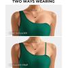 imageSUUKSESS Women Mesh One Shoulder One Piece Swimsuit Tummy Control Bathing Suit88 Green Black