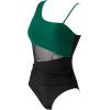 imageSUUKSESS Women Mesh One Shoulder One Piece Swimsuit Tummy Control Bathing Suit88 Green Black