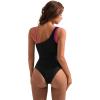 imageSUUKSESS Women Mesh One Shoulder One Piece Swimsuit Tummy Control Bathing Suit88 Hot Pink Black