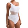 imageSUUKSESS Women Mesh One Shoulder One Piece Swimsuit Tummy Control Bathing Suit88 White