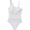 imageSUUKSESS Women Mesh One Shoulder One Piece Swimsuit Tummy Control Bathing Suit88 White
