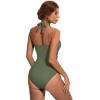 imageSUUKSESS Women Sexy Halter One Piece Swimsuits Ruffle Tummy Control Bathing Suit1 Army Green