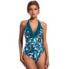 imageSUUKSESS Women Sexy Halter One Piece Swimsuits Ruffle Tummy Control Bathing Suit1 Blue Floral