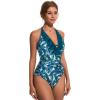 imageSUUKSESS Women Sexy Halter One Piece Swimsuits Ruffle Tummy Control Bathing Suit1 Blue Floral