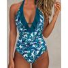 imageSUUKSESS Women Sexy Halter One Piece Swimsuits Ruffle Tummy Control Bathing Suit1 Blue Floral