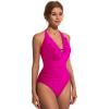 imageSUUKSESS Women Sexy Halter One Piece Swimsuits Ruffle Tummy Control Bathing Suit1 Hot Pink