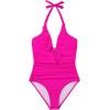 imageSUUKSESS Women Sexy Halter One Piece Swimsuits Ruffle Tummy Control Bathing Suit1 Hot Pink