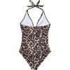imageSUUKSESS Women Sexy Halter One Piece Swimsuits Ruffle Tummy Control Bathing Suit1 Leopard