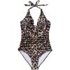 imageSUUKSESS Women Sexy Halter One Piece Swimsuits Ruffle Tummy Control Bathing Suit1 Leopard