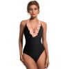 imageSUUKSESS Women Sexy Halter One Piece Swimsuits Ruffle Tummy Control Bathing Suit1 Light Pink Black