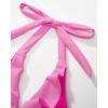 imageSUUKSESS Women Sexy Halter One Piece Swimsuits Ruffle Tummy Control Bathing Suit1 Pink Color Block