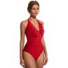 imageSUUKSESS Women Sexy Halter One Piece Swimsuits Ruffle Tummy Control Bathing Suit1 Red