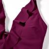 imageSUUKSESS Women Sexy Halter One Piece Swimsuits Ruffle Tummy Control Bathing Suit1 Wine Red