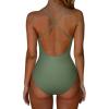 imageSUUKSESS Women Sexy Tummy Control One Piece Swimsuits Square Neck Bathing Suits62 Army Green