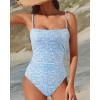 imageSUUKSESS Women Sexy Tummy Control One Piece Swimsuits Square Neck Bathing Suits62 Blue Ditsy Floral