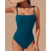 imageSUUKSESS Women Sexy Tummy Control One Piece Swimsuits Square Neck Bathing Suits62 Peacock Blue
