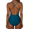 imageSUUKSESS Women Sexy Tummy Control One Piece Swimsuits Square Neck Bathing Suits62 Peacock Blue