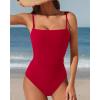imageSUUKSESS Women Sexy Tummy Control One Piece Swimsuits Square Neck Bathing Suits62 Red