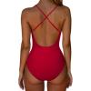 imageSUUKSESS Women Sexy Tummy Control One Piece Swimsuits Square Neck Bathing Suits62 Red