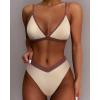 imageSUUKSESS Women Triangle High Cut Bikini Sets Sexy High Waisted 2 Piece Swimsuit57 Beige Brown