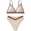 imageSUUKSESS Women Triangle High Cut Bikini Sets Sexy High Waisted 2 Piece Swimsuit57 Beige Brown