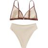 imageSUUKSESS Women Triangle High Cut Bikini Sets Sexy High Waisted 2 Piece Swimsuit57 Beige Brown