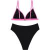 imageSUUKSESS Women Triangle High Cut Bikini Sets Sexy High Waisted 2 Piece Swimsuit57 Black Pink