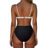 imageSUUKSESS Women Triangle High Cut Bikini Sets Sexy High Waisted 2 Piece Swimsuit57 Black White