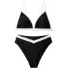 imageSUUKSESS Women Triangle High Cut Bikini Sets Sexy High Waisted 2 Piece Swimsuit57 Black White