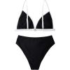 imageSUUKSESS Women Triangle High Cut Bikini Sets Sexy High Waisted 2 Piece Swimsuit57 Black White