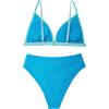 imageSUUKSESS Women Triangle High Cut Bikini Sets Sexy High Waisted 2 Piece Swimsuit57 Blue