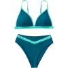 imageSUUKSESS Women Triangle High Cut Bikini Sets Sexy High Waisted 2 Piece Swimsuit57 Green Blue