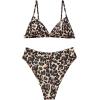 imageSUUKSESS Women Triangle High Cut Bikini Sets Sexy High Waisted 2 Piece Swimsuit57 Leopard