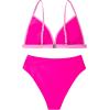 imageSUUKSESS Women Triangle High Cut Bikini Sets Sexy High Waisted 2 Piece Swimsuit57 Pink Color Block