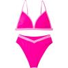 imageSUUKSESS Women Triangle High Cut Bikini Sets Sexy High Waisted 2 Piece Swimsuit57 Pink Color Block