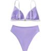 imageSUUKSESS Women Triangle High Cut Bikini Sets Sexy High Waisted 2 Piece Swimsuit57 Purple White