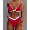 imageSUUKSESS Women Triangle High Cut Bikini Sets Sexy High Waisted 2 Piece Swimsuit57 Red White