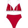 imageSUUKSESS Women Triangle High Cut Bikini Sets Sexy High Waisted 2 Piece Swimsuit57 Red White