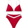 imageSUUKSESS Women Triangle High Cut Bikini Sets Sexy High Waisted 2 Piece Swimsuit57 Red White