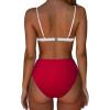 imageSUUKSESS Women Triangle High Cut Bikini Sets Sexy High Waisted 2 Piece Swimsuit57 Red White