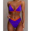 imageSUUKSESS Women Triangle High Cut Bikini Sets Sexy High Waisted 2 Piece Swimsuit57 Royal Blue Orange