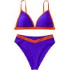 imageSUUKSESS Women Triangle High Cut Bikini Sets Sexy High Waisted 2 Piece Swimsuit57 Royal Blue Orange