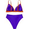 imageSUUKSESS Women Triangle High Cut Bikini Sets Sexy High Waisted 2 Piece Swimsuit57 Royal Blue Orange