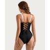 imageSUUKSESS Women Tummy Control One Piece Swimsuit Sexy Crisscross Back Bathing SuitBlack