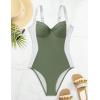 imageSUUKSESS Women Tummy Control One Piece Swimsuit Sexy Crisscross Back Bathing SuitGreen White