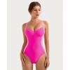 imageSUUKSESS Women Tummy Control One Piece Swimsuit Sexy Crisscross Back Bathing SuitPink
